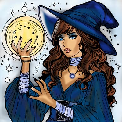 realistic women sorcerer using magic