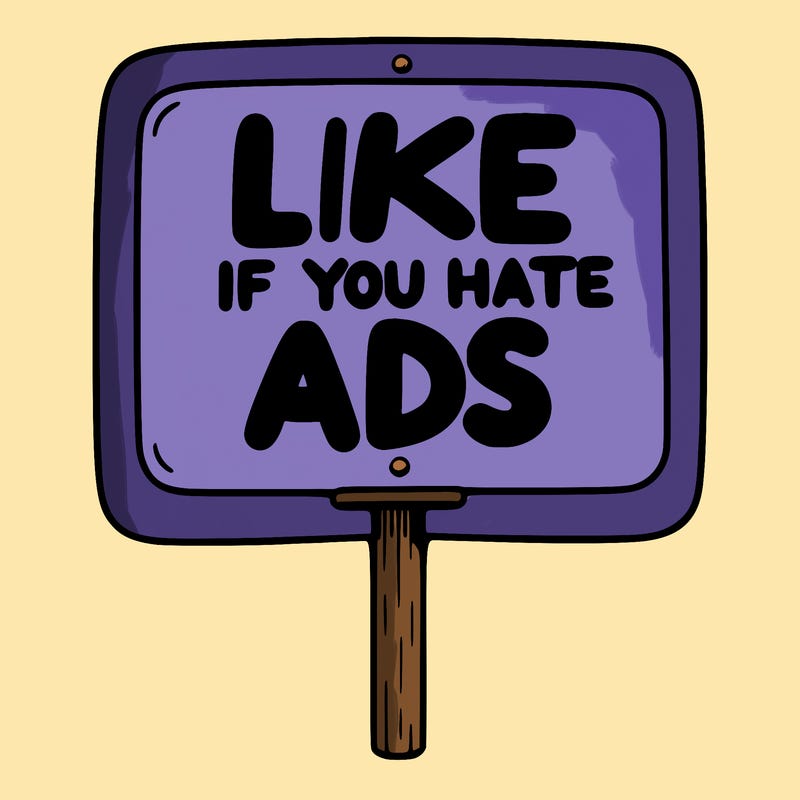 a sign that says like if you hate ads