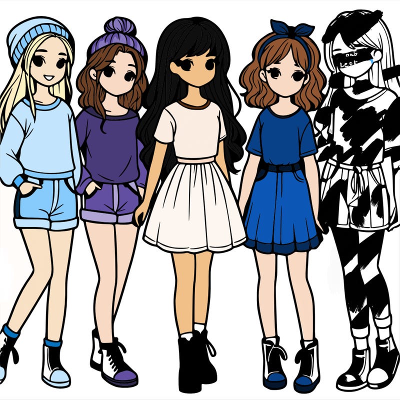 a group of five girls