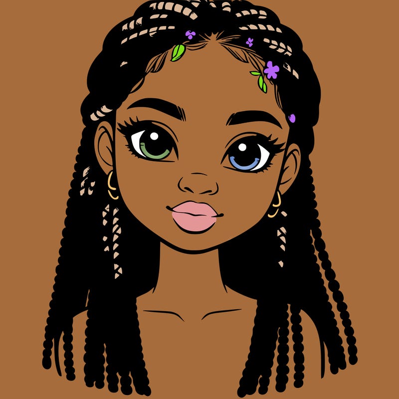 a realistic black girl with braids
