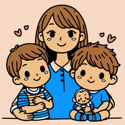 mother with two kids