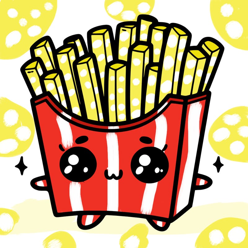 a cute. french fries