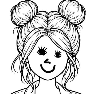 realistic girl with buns on the top of her hair