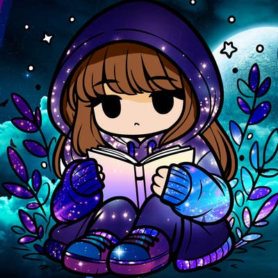 girl in oversized hoodie reading a book