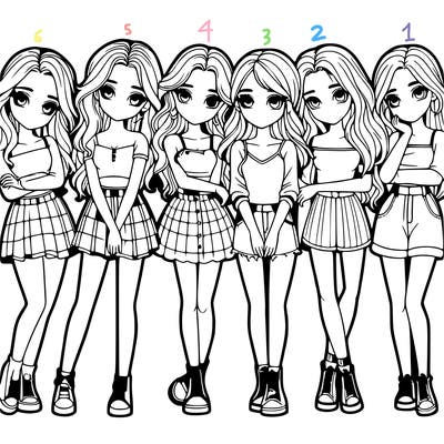 a group of girls realistic