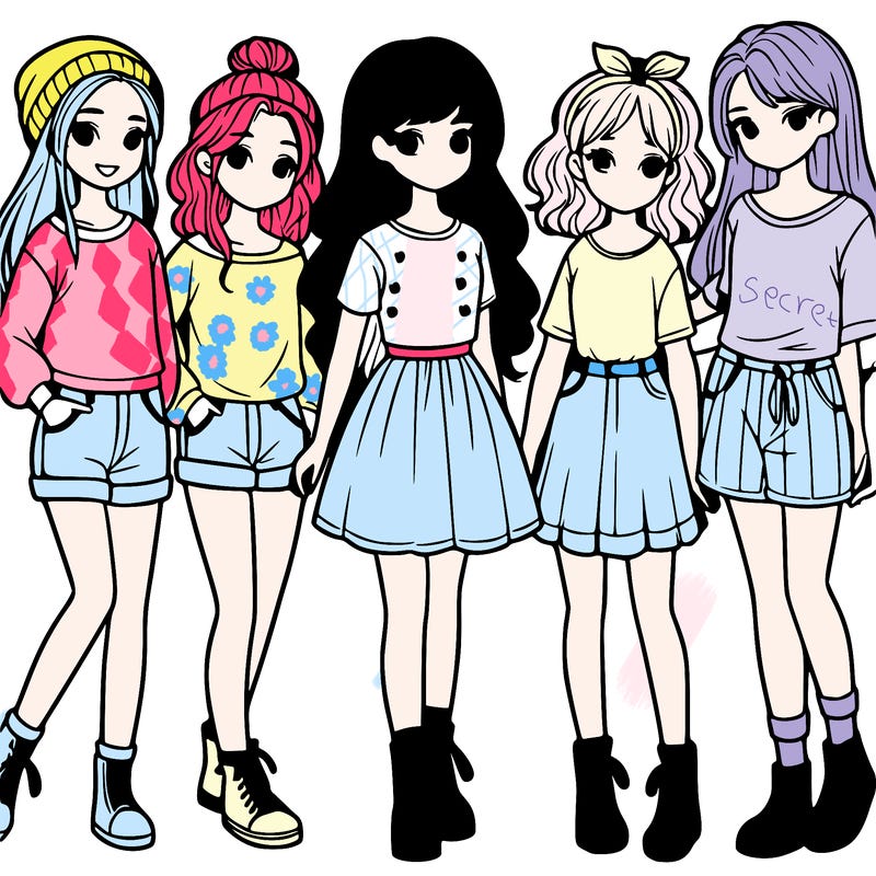 a group of five girls