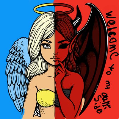 realistic angel half demon