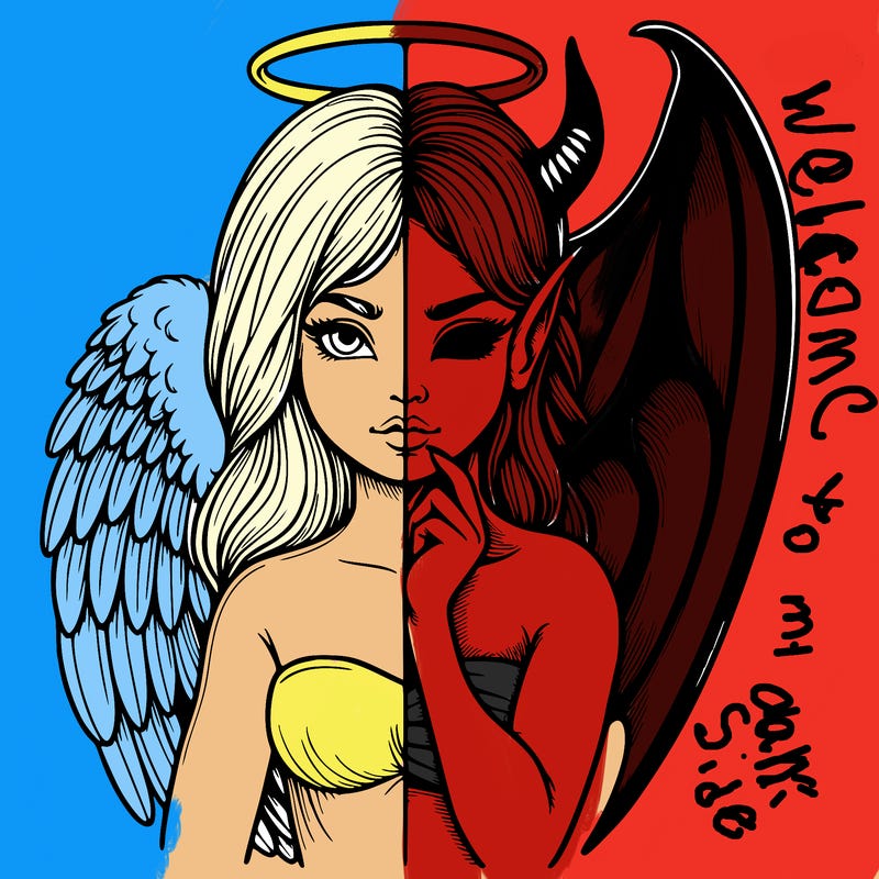 realistic angel half demon