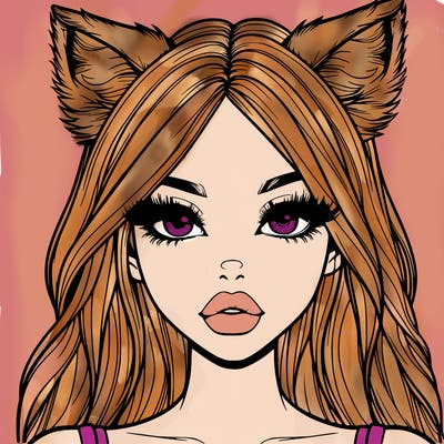 realistic girl with fox ears and realistic lips
