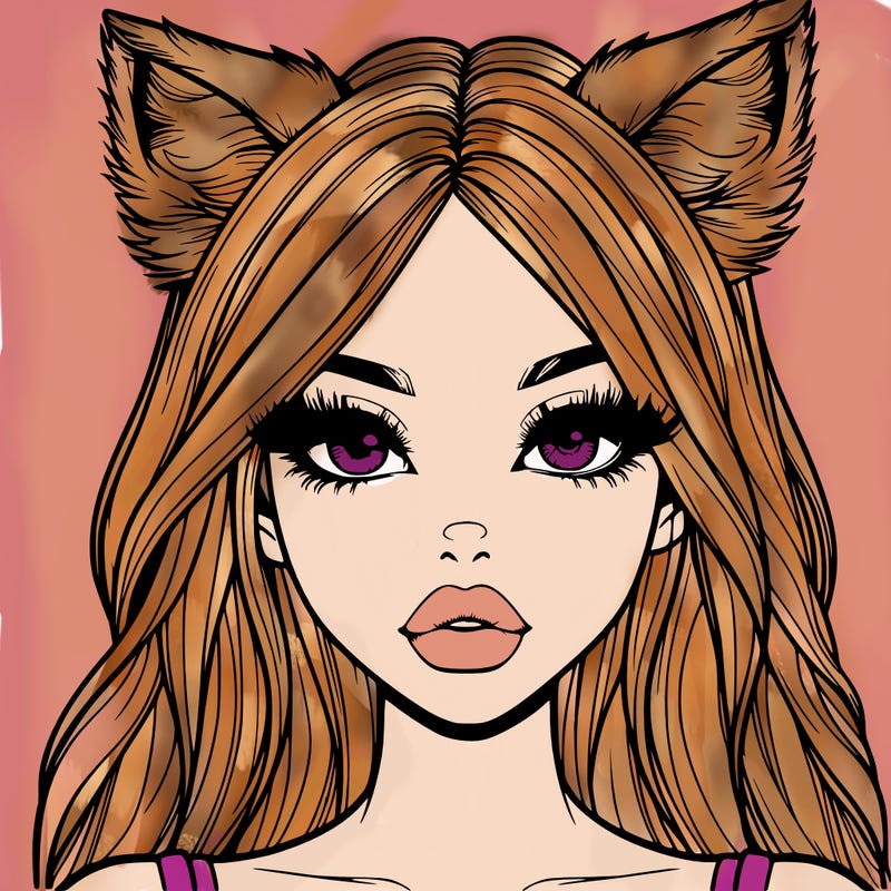realistic girl with fox ears and realistic lips