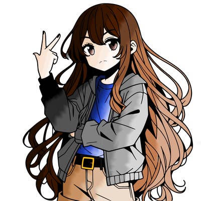 one anime girl with long hair and a cool pose