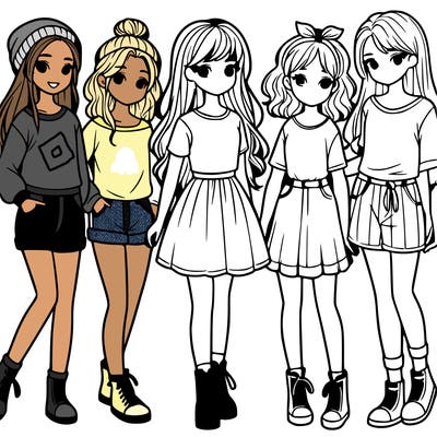 a group of five girls