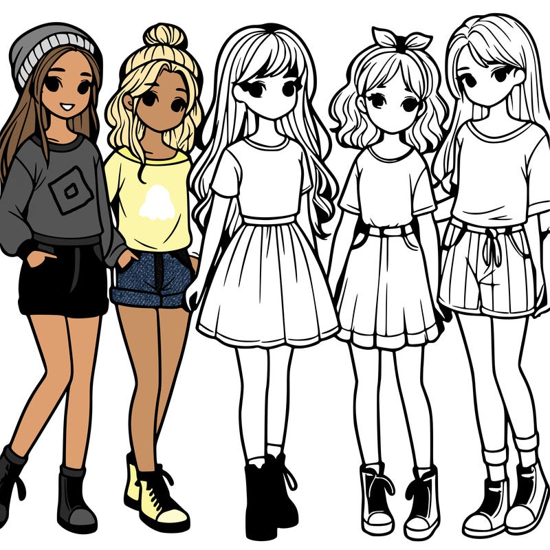 a group of five girls