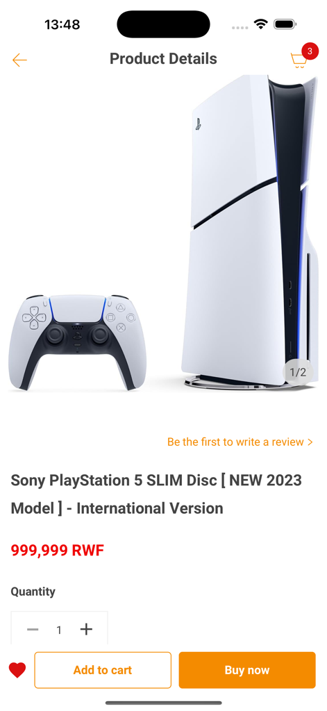 Easybuy Rw - Product details page for a Sony PlayStation 5 Slim on the Easybuy Rw app