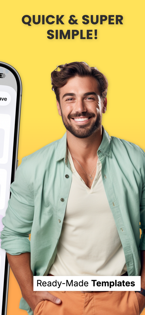 Un hombre sonriente y profesional que representa las plantillas rápidas y sencillas para la aplicación 2Go Invoice Maker