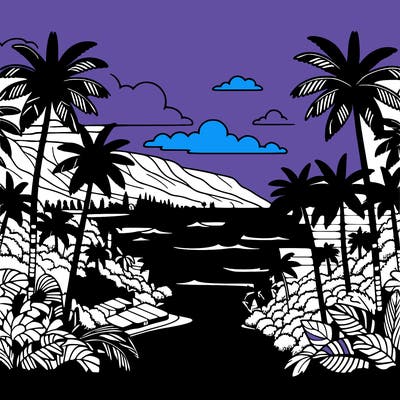 view of the ocean in hawaii lots of palm trees and beautiful view