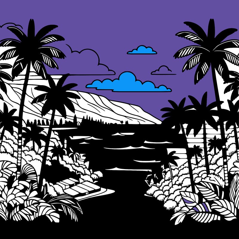 view of the ocean in hawaii lots of palm trees and beautiful view