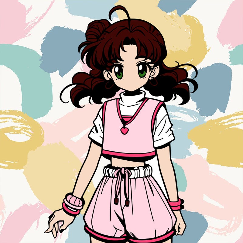 anime girl in a crop top and shorts