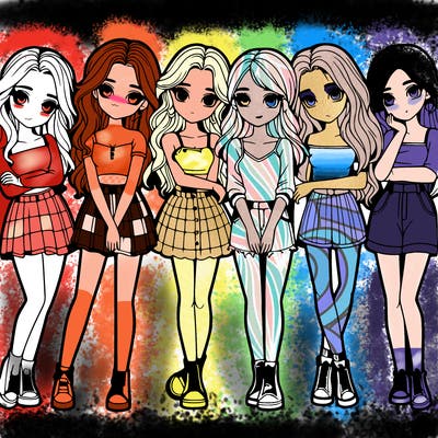 a group of girls realistic