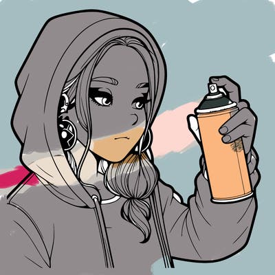 a realistic girl, spray painting