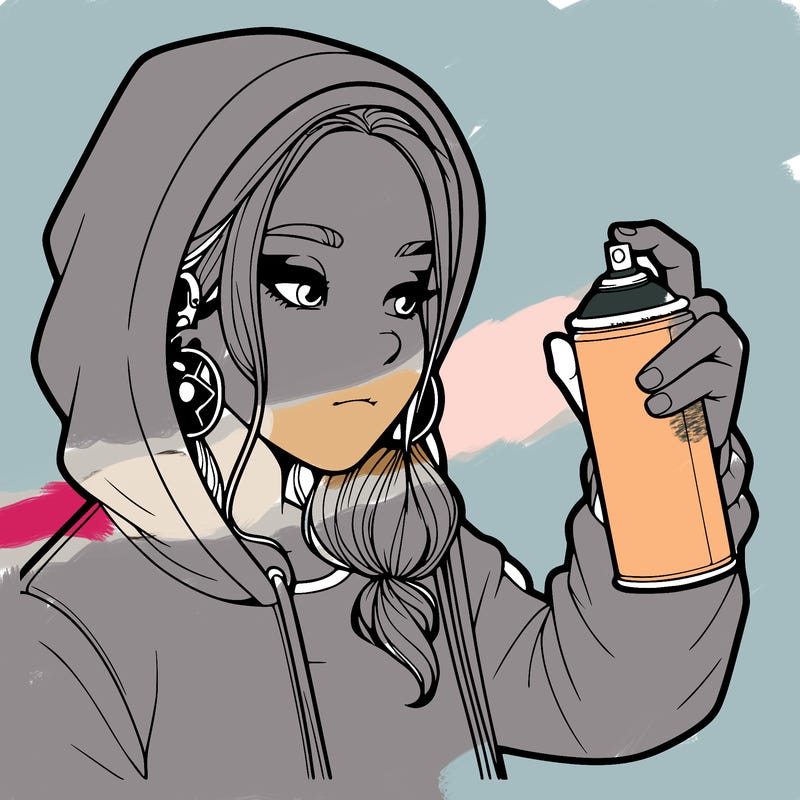 a realistic girl, spray painting