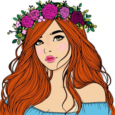 realistic girl with flower crown