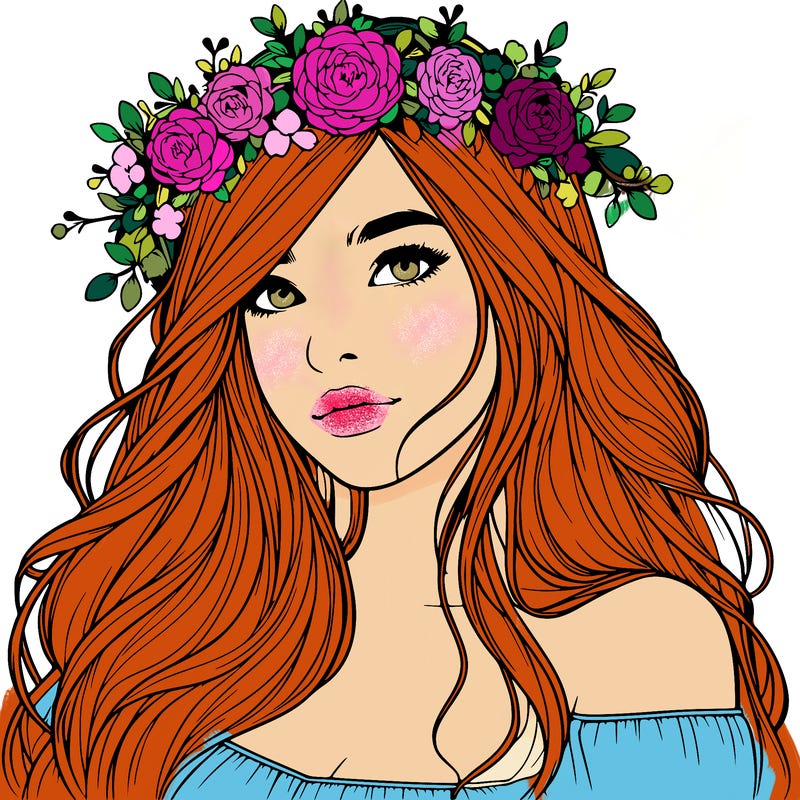 realistic girl with flower crown