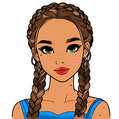 realistic girl with braids