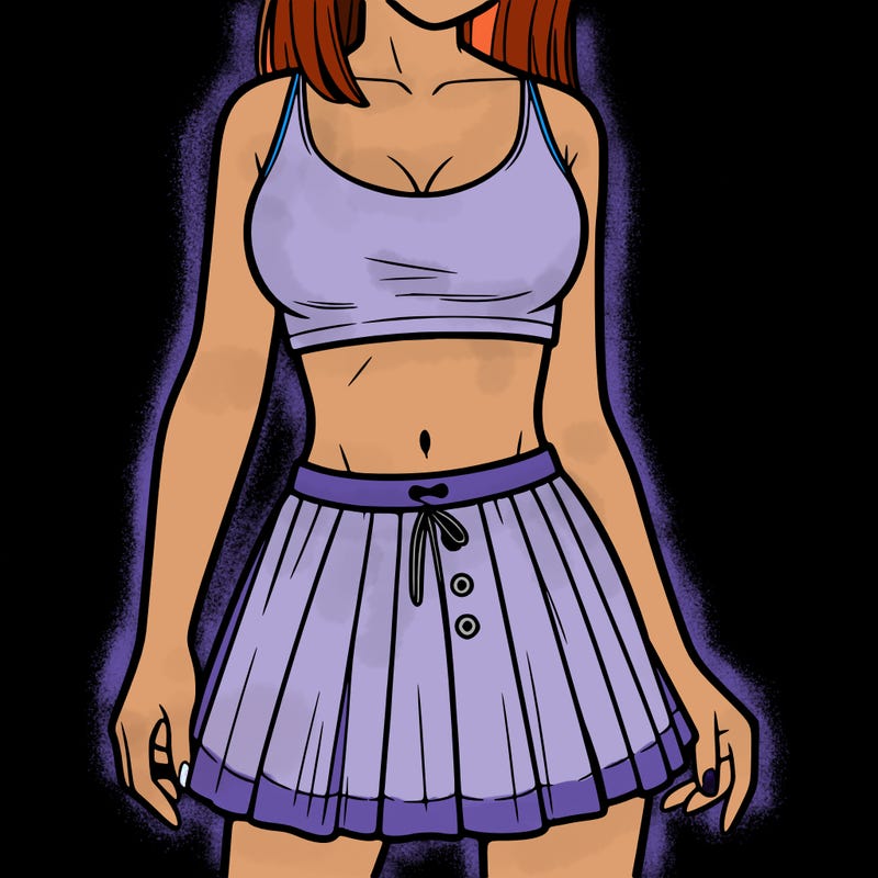 a woman wearing croptop and skirt