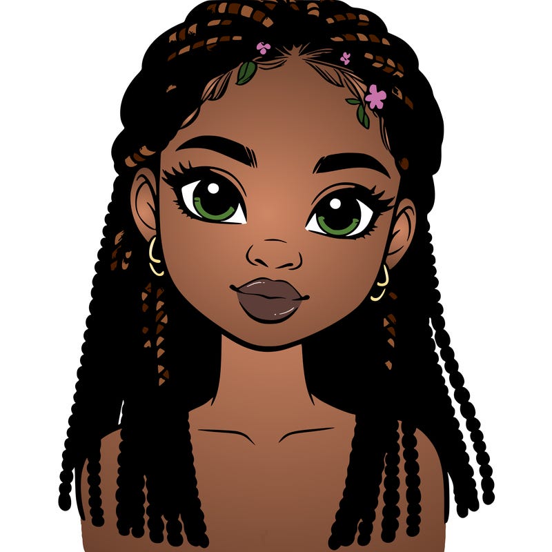 a realistic black girl with braids