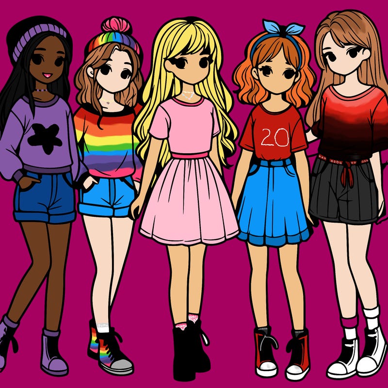 a group of five girls