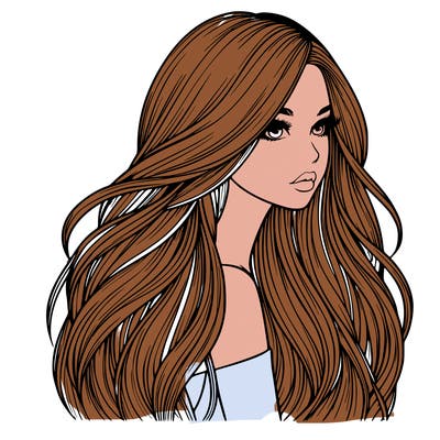 realistic girl with long realistic hair