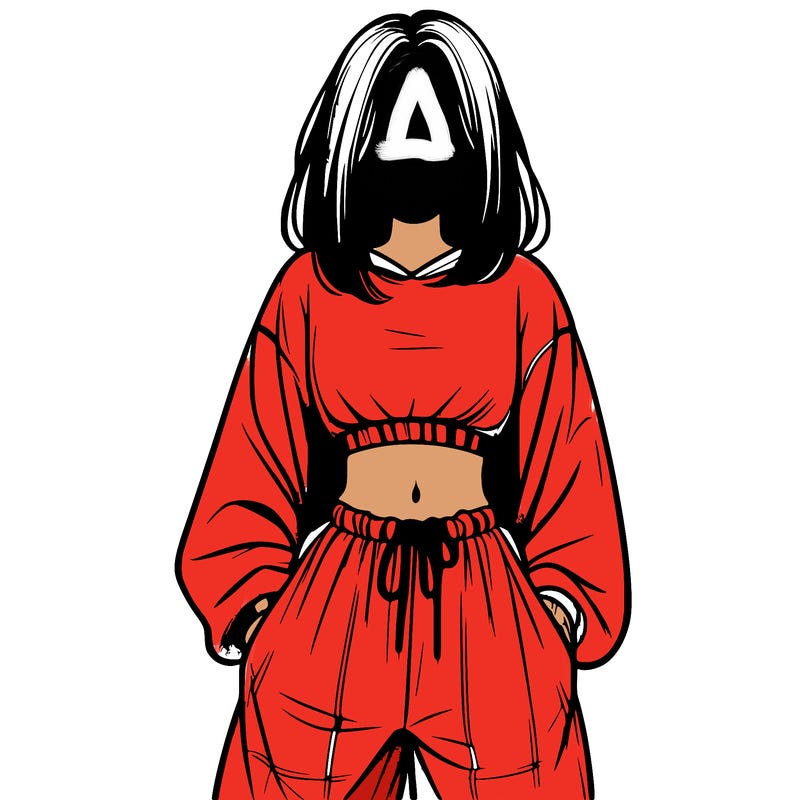 realistic girl faceless with baggy pants and a crop top