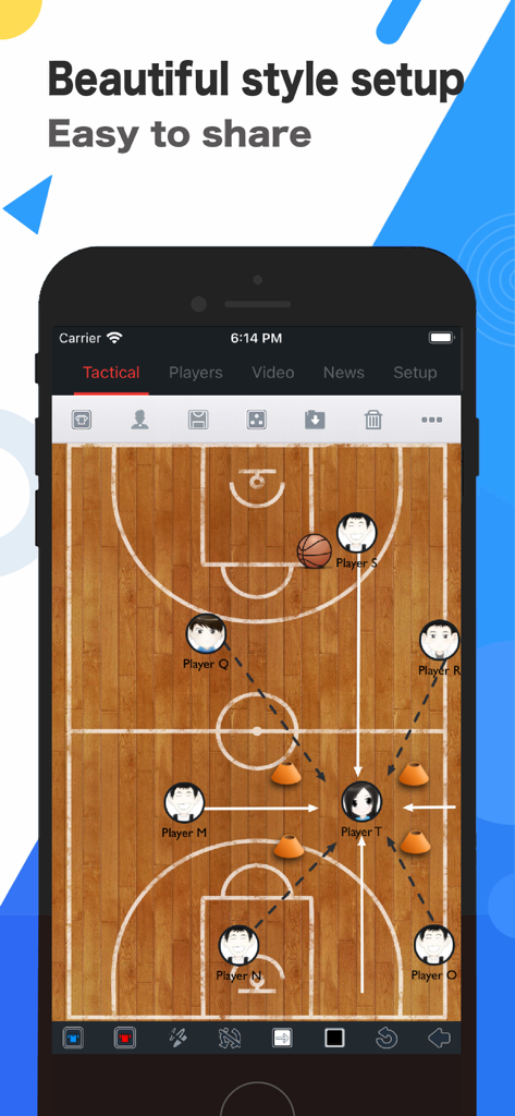 CoachBook-Basketball - Basketball tactical board showing play diagrams and player positions