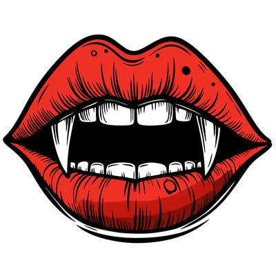 lips with vampire teeth