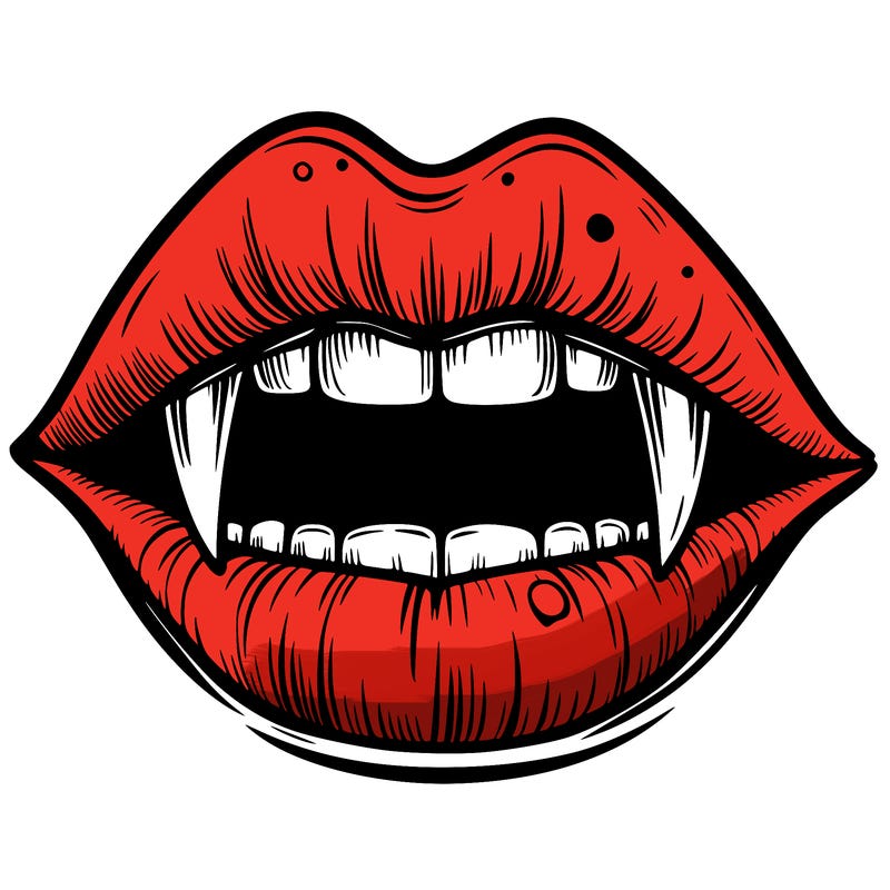 lips with vampire teeth