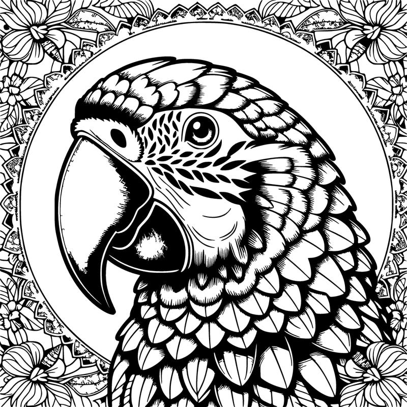 realistic parrot mandala