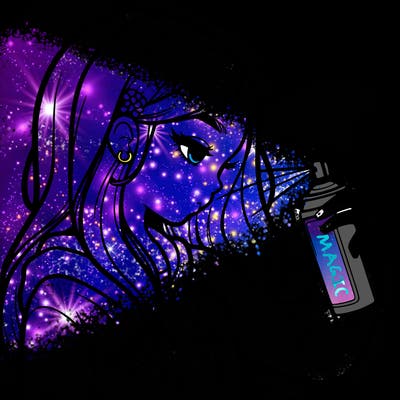 a realistic girl spray painting