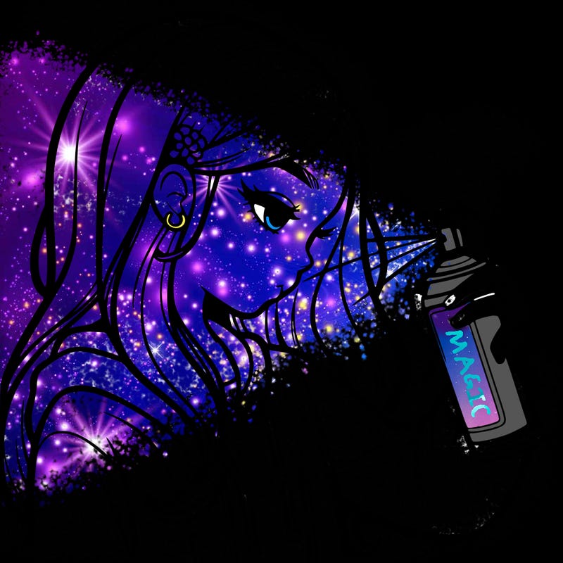 a realistic girl spray painting