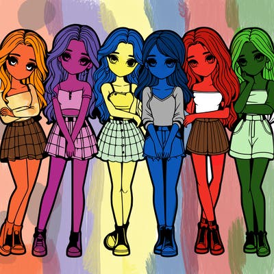 a group of girls realistic