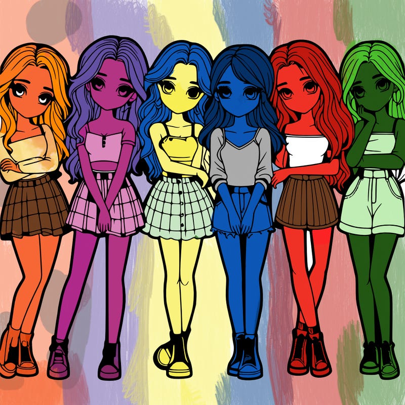 a group of girls realistic