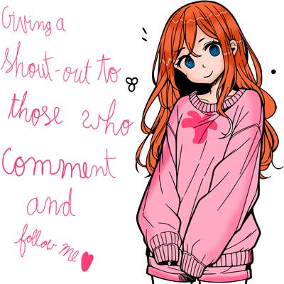 manga teen girl  in a sweater and baggy pants