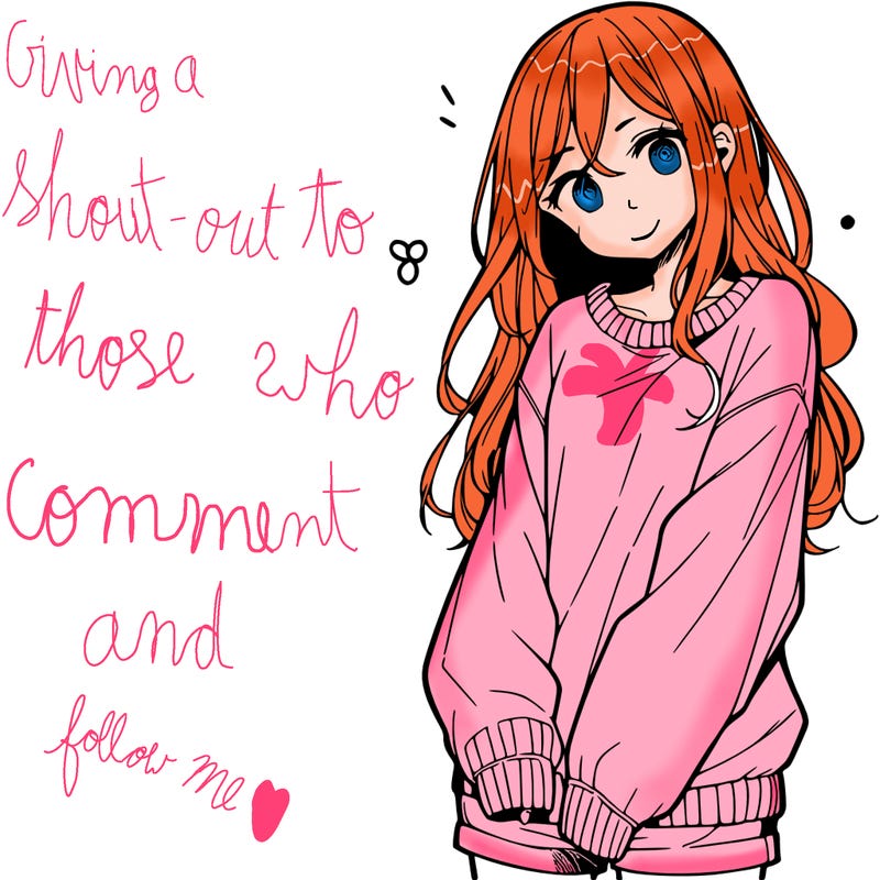 manga teen girl  in a sweater and baggy pants