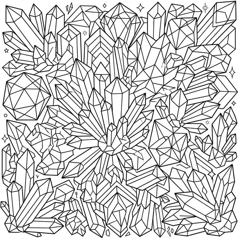 Discover the captivating beauty of geometric forms with this intricate crystal structure patterns coloring page. Perfect for a mindful coloring experience.
