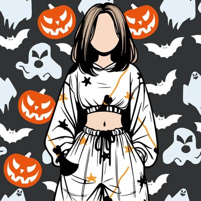 realistic girl faceless with baggy pants and a crop top