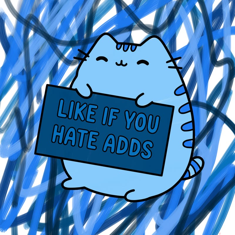 a kawii pusheen cat holding a sign that says like if you hate adds