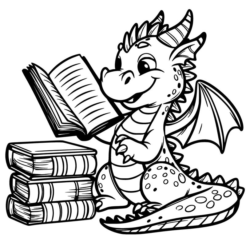 dragon with book