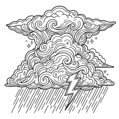 Dive into the dramatic beauty of a cumulonimbus cloud with this intricately designed coloring page. Experience the power of a thunderstorm as you bring this majestic weather phenomenon to life with your favorite colors.