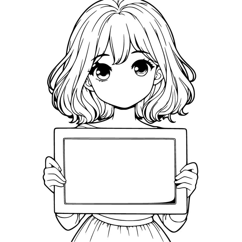 girl holding a blank sign realistic