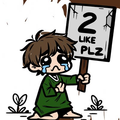 small poor toddler crying with sign that says 2 like plz